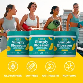 Simply Blossom Nutrition Daily Greens & Superfood Powder + Collagen + Probiotics for Women's Digestive Health & Bloating Relief. Help Your Health Bloom - 30 Day Supply - Mango