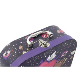 CAJA Set of 3 Carton Metal 28 x 9.5 x 20 Good Luck Purple