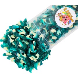 Grandys Candys Blue Gummi Sharks-Bulk- (Firecracker Popsicle Flavored-Cherry, Lemon-Lime & Blue Raspberry) 2 Pounds