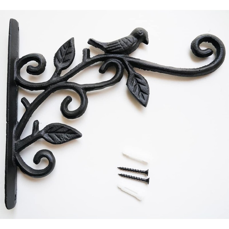 KiaoTime Cast Iron Metal 9.5" Hanging Planter Flower Pots Bracket