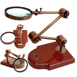 Hanzla Collection Antique Desk Magnifier Moveable Lens Kelvin & Hugnes London Marine Adjustable Magnifying Glass - Vintage Tabletop Accessory