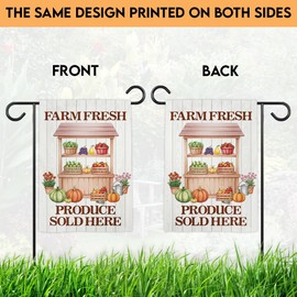 TODOLIA (12"x18") Farm Fresh Produce Sold Here Farm Stand Garden Flag Double Sided, Locally Grown Self Serve Farmer's Goods Outdoor Decor Yard Porch Patio, Farmer Gift For Family, Friend (no flagpole)
