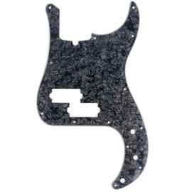 Musiclily Pro 13-Hole Modern Style P Bass Pickguard for 4 String American Precision Bass, 4Ply Black Pearl