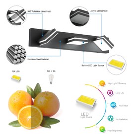 SineRise LED Modern Bathroom Vanity Light Fixtures (3-Light, 24-Inch)(5CCT, Dimmable), Matte Black Modern Acrylic Bathroom Wall Lighting Fixtures Over Mirror (3000K/3500K/4000K/5000K/6000K)