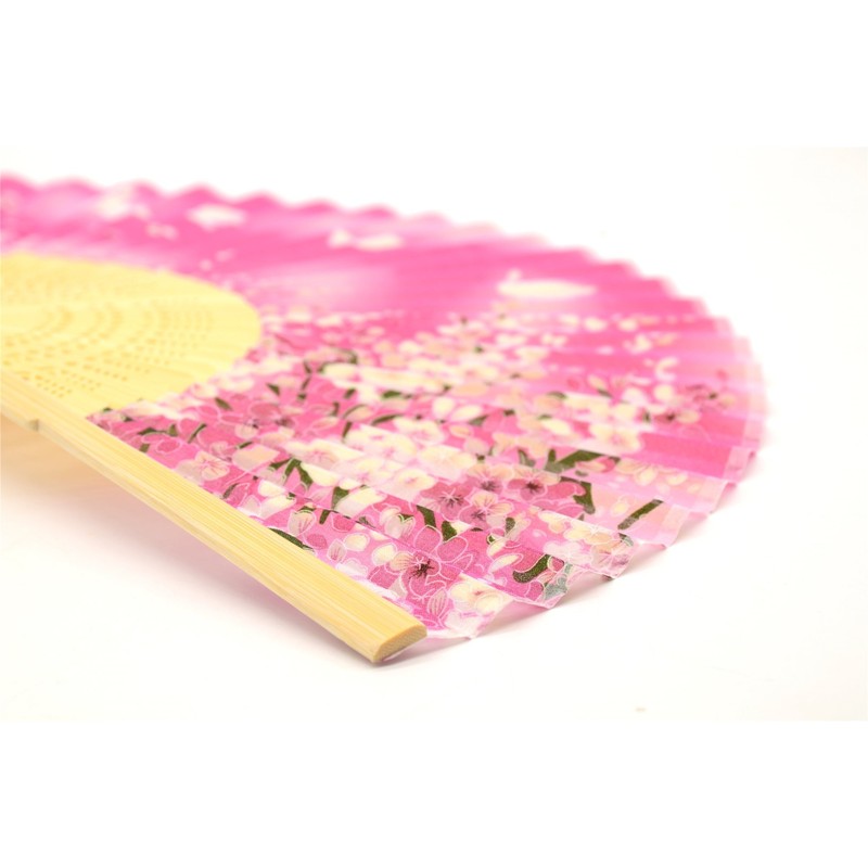 OMyTea® Women Hand Held Silk Folding Fans with Bamboo Frame