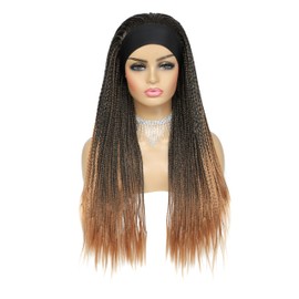 InJuting Hair Headband Box Braids Wig for Women Long Braided Synthetic Wig Stylish and Versatile Jumbo Box Braided Wig (M1B/30) (M1B/30)