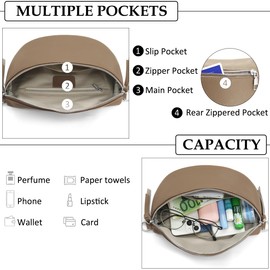 HNOOM Crossbody Bag Women's Wide Strap Genuine Leather Bum Bag Women's Stylish Chest Bag with Coin Purse, Shoulder Bag Women's Small Modern Bags with Wide Shoulder Strap, khaki, Minimalist