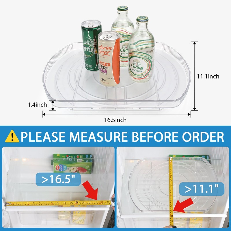 FIRJOY Lazy Susan Turntable for Refrigerator, Square Turntable Organizer for