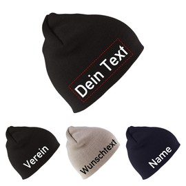 Generisch Beanie (Knitted Hat) Embroidered with Name or Desired Text, black