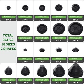 36 Pcs Rubber Grommets for Wiring Rubber Grommets Wire Protection in 9 Assorted Sizes Firewall Solid Closed Hole Firewall Plug Grommet for Drill Hole Wire Electrical Appliance Plumbing