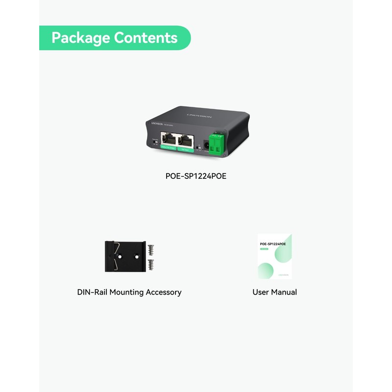 LINOVISION Industrial Gigabit 30W PoE Splitter with DC12V Output and