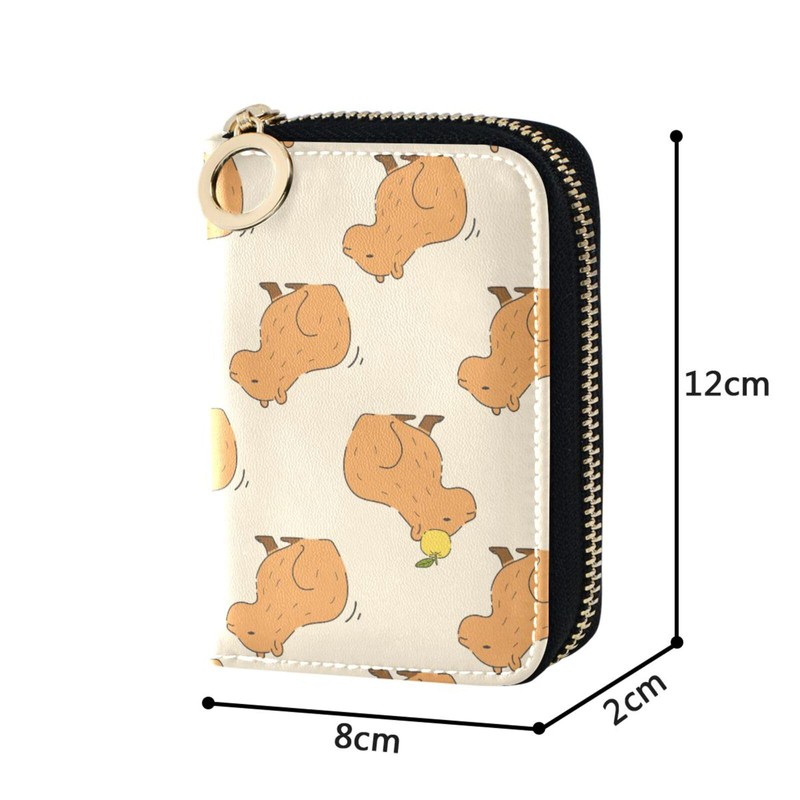 Sletend Cute Capybara RFID Credit Card Holder Leather With Zipper
