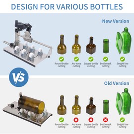 Glass Cutter Tools Glass Bottle Cutter Kit for All Shapes, Upgrade Wine Bottle Cutter Glass Cutter Kit for Round and Square Bottles, Bottle DIY Craft Kit