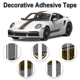 Lypumso Gloss Forged Carbon Fiber Vinyl Wrap Tape 2" x 30ft - with Tool Kit for Chrome Delete, Door Sill Protector, Car Trim Blackout DIY Auto Detailing (Yellow)