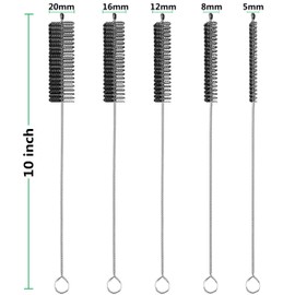 AFUUFA Straw Cleaning Brush Set 10-Pieces of (5 Size) Stainless Steel Nylon Bristles Cleaning Brush for Cleaning Reusable Straws, Sippy Cup, Water Bottles, Coffee Makers, Tumblers, Sink Drains Black