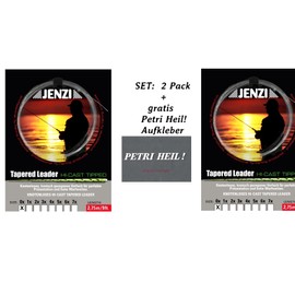 Set: 2 Pack Tapered Leader Fly Leader by Jenzi All Sizes + Free Petri Heil! Sticker (Size 0)