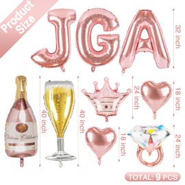 JGA Decorative Women, XXL JGA Balloons, Rose Gold, Stag Night Women Decoration, Bride To Be Decorative Foil Balloons Rose Gold for Bachelorette Party Bridal Night