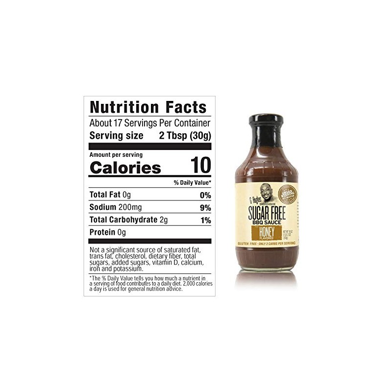 G Hughes Honey Flavored BBQ Sauce, Sugar Free, Gluten Free,