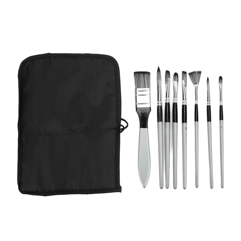 8Pcs Paint Brush Paintbrush Pen Soft Nylon Wool with Storage