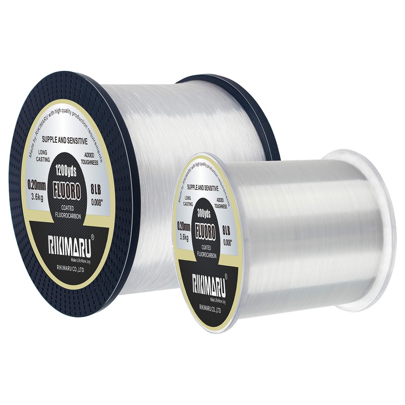 RIKIMARU Fluoro Fishing Line, 100% Fluorocarbon Coated Fishing Line (Clear,
