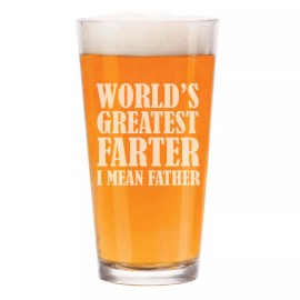 MIP 16 oz Beer Pint Glass World's Greatest Farter Father Funny Dad Gift