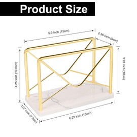 Jeasor Modern Mail Holder for Home Office, Metal Letter Organizer Sorter for Desk, Cutout Mail Envelope Design, Bill Filling Paper Document Rack, Envelope Storage Rack with Marble Base