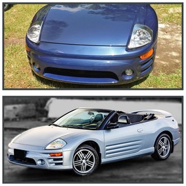 Spec-D Tuning Jdm Chrome Clear Headlights Compatible with 2000-2005 Mitsubishi Eclipse L+R Pair Head Light Lamp Assembly