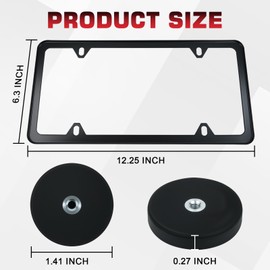 Haikole N52 Strong Magnet License Plate Mount,Magnet Aluminum Frame for Metal Car Bumper, Dealer Temporary Tags, Scratch-Proof Installation,Not for Plastic/ABS (Black 1Pcs)