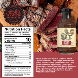 Sioditin G Hughes Sugar Free BBQ Sauces, Hickory & Original Sugar Free Barbecue Sauces - No Sugar BBQ Sauce, Gluten Free Barbecue Sauce - 18 oz (Pack of 2)