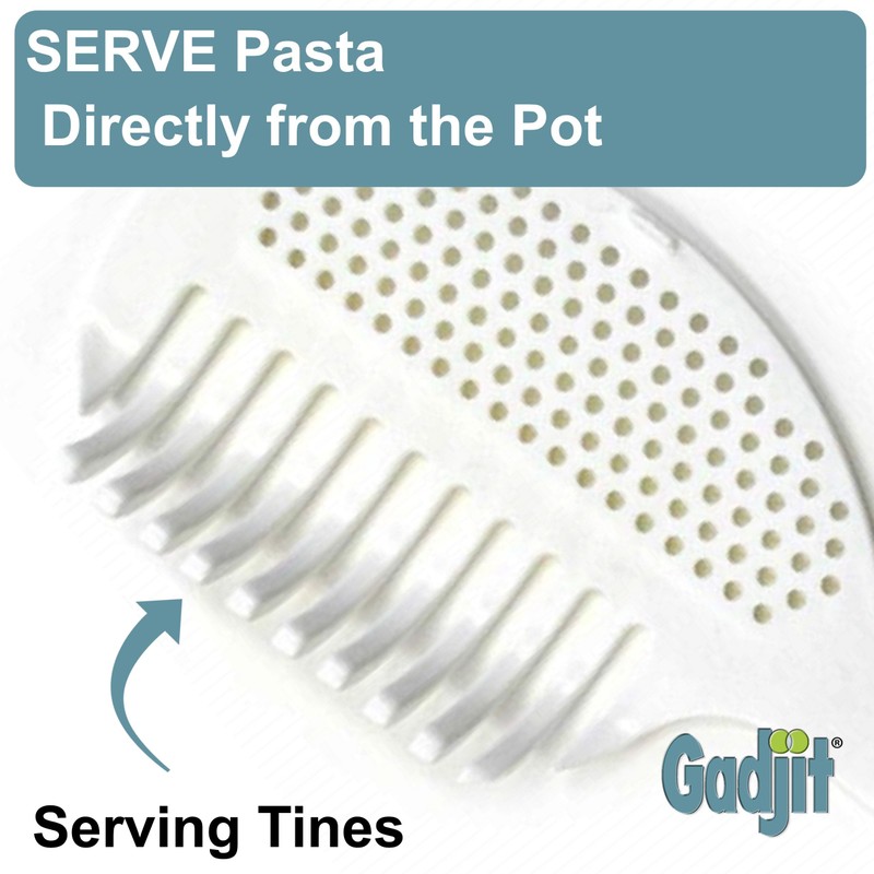 Gadjit Pasta Strain & Serve – Pot Strainer and Pasta