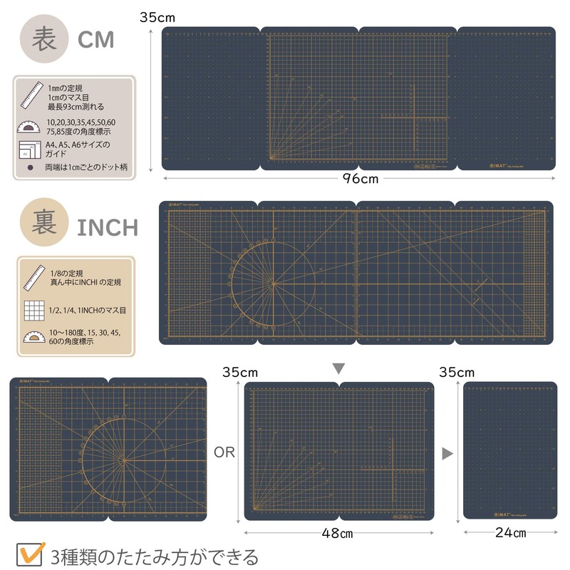 iMAT Flip Cutting Mat, M Type, Double Sided, TPE Folding