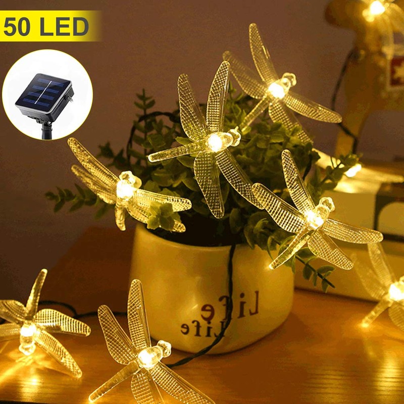 ASFSKY Dragonfly Solar Lights Outdoor 50 LED Dragonfly Lights Waterproof
