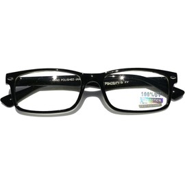 Casual Fashion Horned Rim Rectangular Frame Clear Lens Eye Glasses - Color: Black
