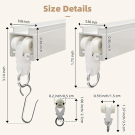 MLOQI Curtain Tracks Ceiling Wall Mounted with Soundproof Strips, White Ceiling Track for Curtains 12 Feet