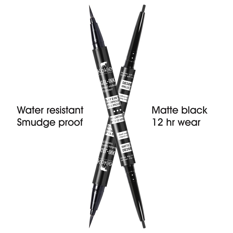 Kokie Gel Ink Dual Ended Eyeliner (Matte Black)