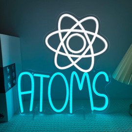 Artlast Atoms Neon Sign, Dimmable Atoms Room Decor, Science Decor for Classroom LED Blue Neon Light for Bedroom, Dorm, Gaming Room