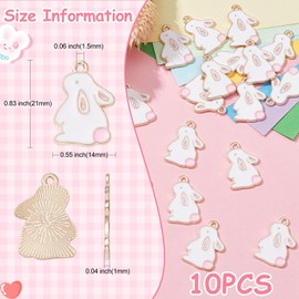 YEAMLTE Easter Pendants, Pack of 10 Easter Charms, Easter Charms Pendants, Rabbit Charms, Easter Jewellery, Pendant for Bracelets Children, DIY Charm Pendant for Earrings, Necklaces, Bracelets, Craft