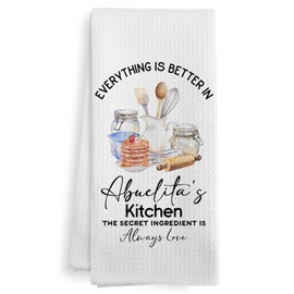 XNXLDYLH Abuelita's Kitchen Towels Gifts, Best Grandma Abuelita Gifts in Spanish for Christmas from Grandson Grandkids Granddaughter, Grandma Dish Hand Tea Towels for Bathroom Kitchen, 16x24 Inch