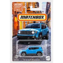 Matchbox European Streets 2019 Jeep Renegade Blue 10/24 1:64 Scale, Die-Cast