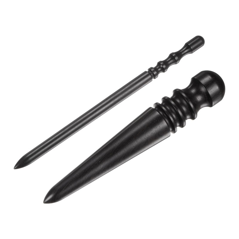 sourcing map 2pcs Leather Edge Burnisher Tool 2 Type Black
