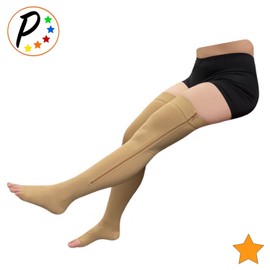 Presadee Thigh High Open Toe 15-20 mmHg Moderate Compression Leg With YKK Zipper (Nude, 0)