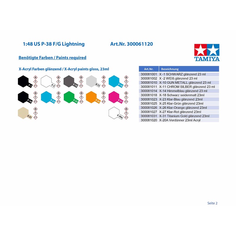 TAMIYA USA TAM61120 1/48 Lockheed P-38 F/G Lightning
