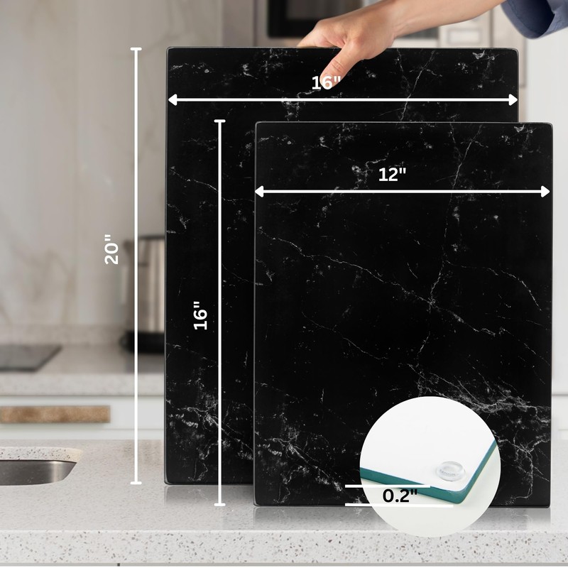 Kitchenville Glass Cutting Board 20”x16”: Tempered Glass Kitchen Counter Protector