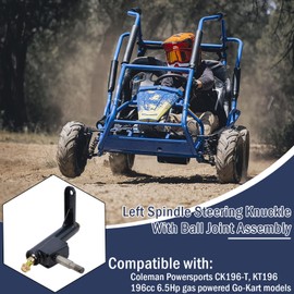 Kefly Left Spindle Steering Knuckle Fits for Coleman Powersports CK196-T, KT196, Replacement For Other 196cc 6.5Hp Gas Powered Go-Kart Models