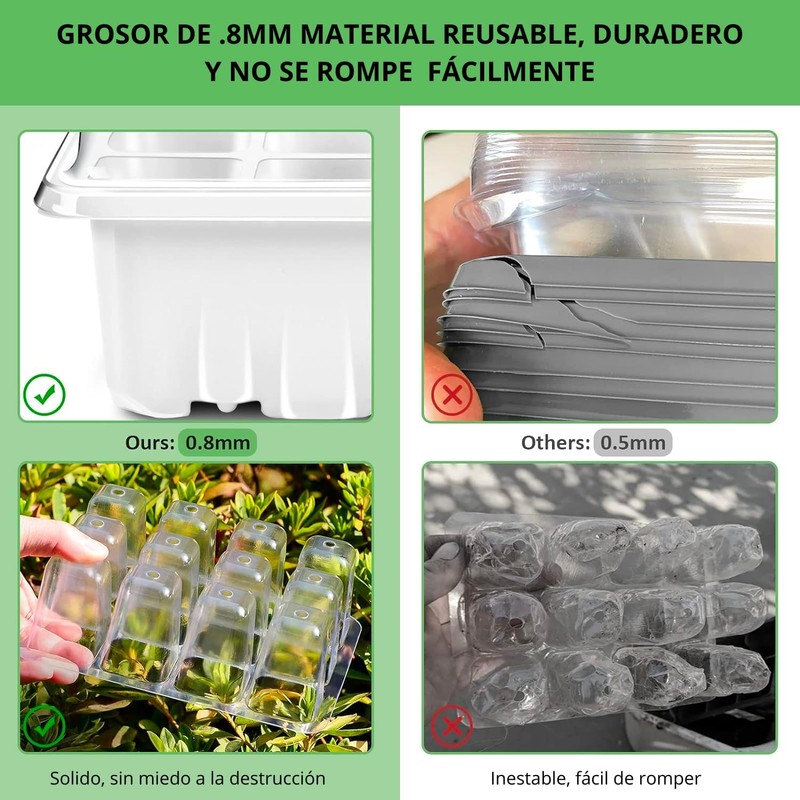 Ukipos Set de 10 Bandejas de Germinación de Semillas, Macetas