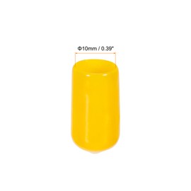 Rebower 50 Pack Screw Thread Protector Cover Rubber End Caps, [for Screw, Bolt, Rod End Cap] - 3/8 inch(10mm) Inner Dia/Yellow