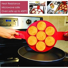 Flip N Cook Silicone Pancake Mold, Flip'n'cook Pancake, Flip and Cook Pancake Maker, Flip and Cook Silicone Pancake Maker, Flip'n'cook Silicone Pancake Mold (2-Red-Round)