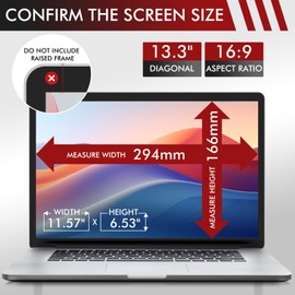 LAMA 13.3 Inch Laptop Privacy Screen Protector, WxH: 294mm x 166mm, 16:9, Universal Privacy Screen Protector Filter, Privacy Protection, Anti Blue Light, Anti Glare, Anti-UV