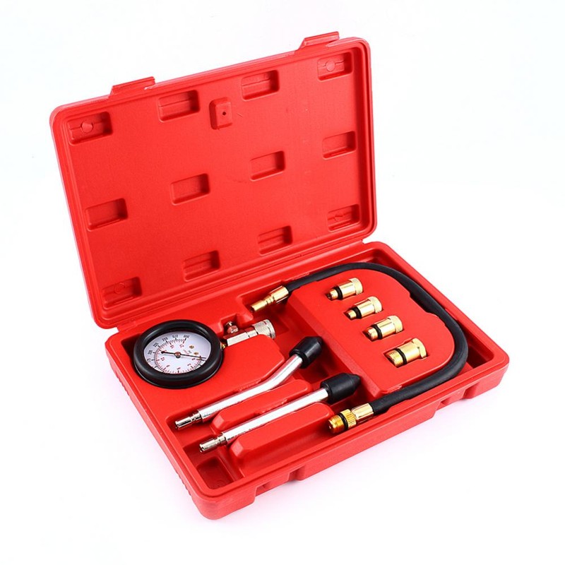 Petrol Engine Compression Tester Test Gauge Kit Car Motorcycle Garage