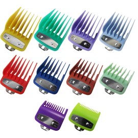 Life Girl Star 10 Pack Clipper Guards Cutting Guides Set w/Metal Clip for Sterling 1 Plus/3/4/ Eclipse/Reflections Senior - 1/16" to 1", Multiple Colors